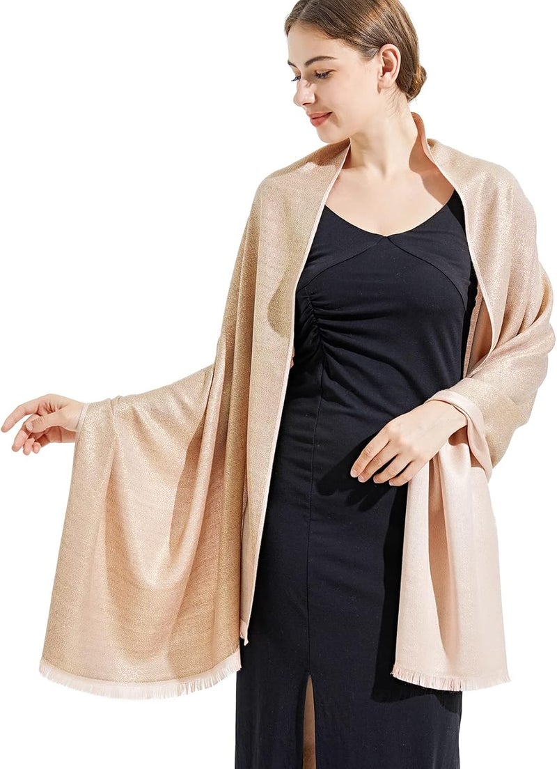 vimate شال باشمينا معدني لامع للأمسيات حفلات الزفاف الفساتين الرسمية - Image 2